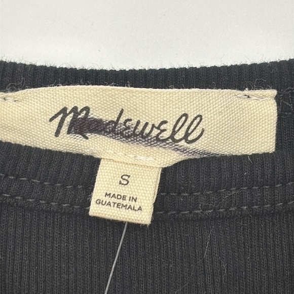 Madewell (Re)generative Cotton Ribbed Cap-Sleeve Tee Jet black size S NWT NU867 - Picture 9 of 14